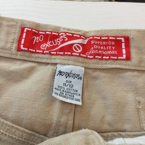 No Excuses khaki color five pocket denim shorts with back buckle - Picture 10 of 10